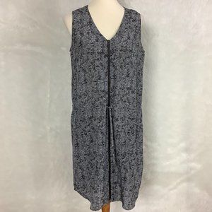 The Fisher Project Roadster Print Black & Gray Sleeveless Drawcord Silk  Dress S